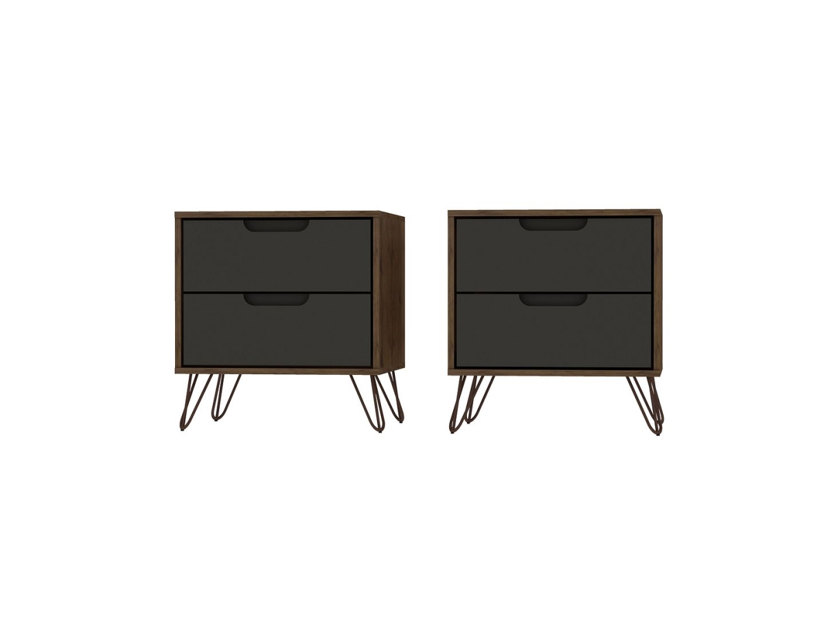 2-102GMC7 Rockefeller 2-Drawer Nature & Textured Grey Nightstand, 21.65 x 20.08 x 17.62 in. - Set of 2
