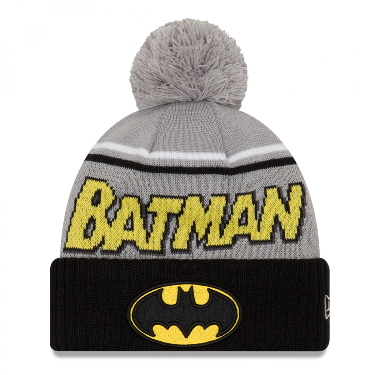 Picture of Batman 845363 DC Comics Classic Bat Symbol New Era Patch Pom Knit Beanie