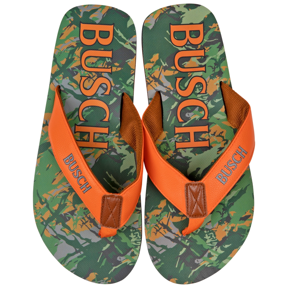 Picture of Busch 828372-size9-10 Hunter Orange Text Logo Tree Camo Mens Flip Flop Sandals&#44; Medium - 9-10