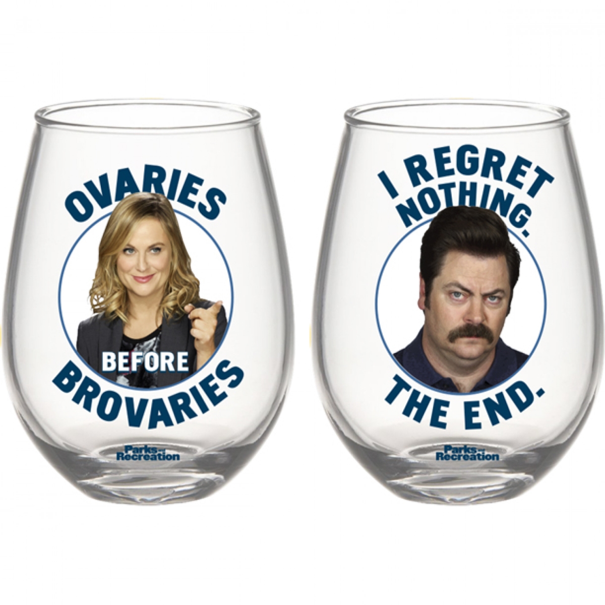 Picture of Parks & Recreation 844279 20 oz Ron & Leslie Stemless Glass Set, 2 Piece