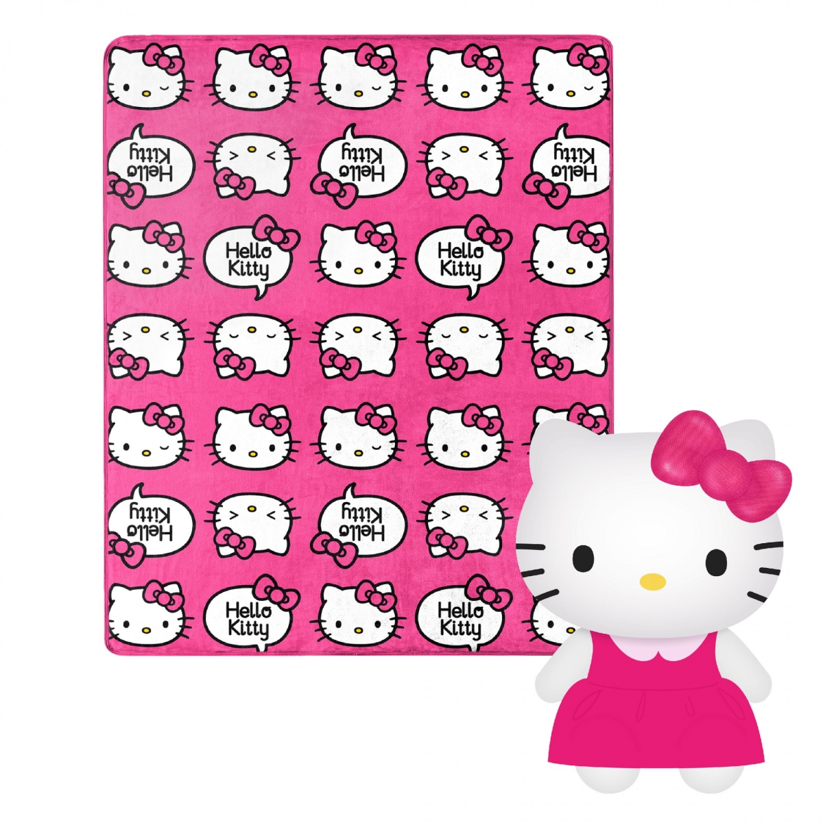 Picture of Hello Kitty 823750 40 x 50 in. Hello Kitty Symbols Silk Touch with Plush Hugger