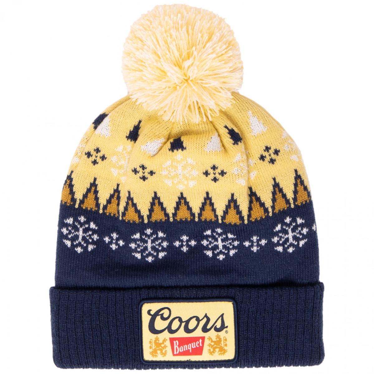 Banquet Beer Snowflakes Knit Cuff Pom Beanie