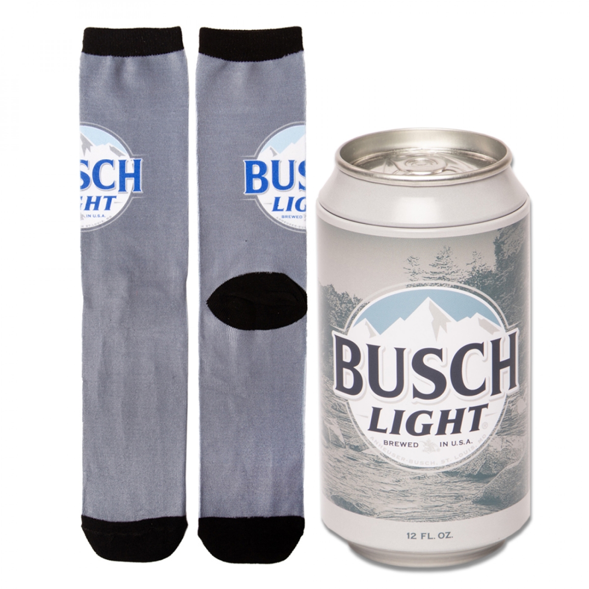 832641 Light Beer Mountains Logo Crew Socks in Beer Can Gift Packaging