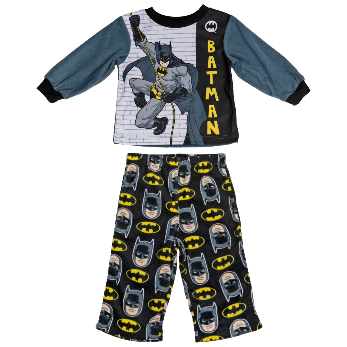 Picture of Batman 833681-12months Batman Hero Pose & All Over Heads & Symbols Infant Pajama Set&#44; 12 Months