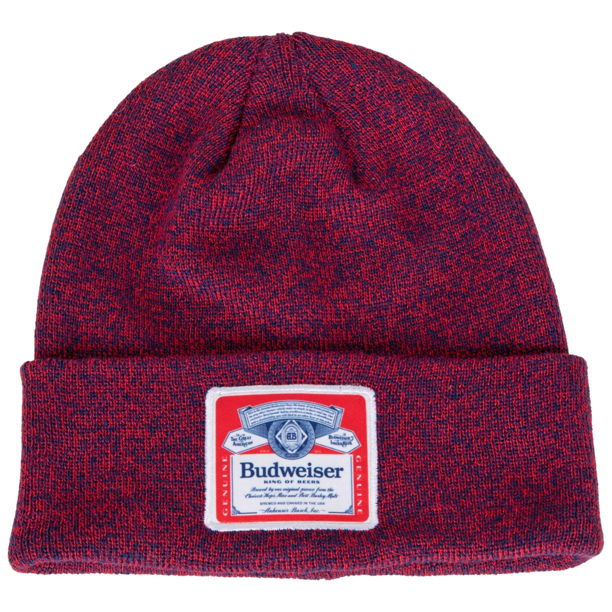 Picture of Budweiser 831178 Label Patch Red Knit Cuff Beanie