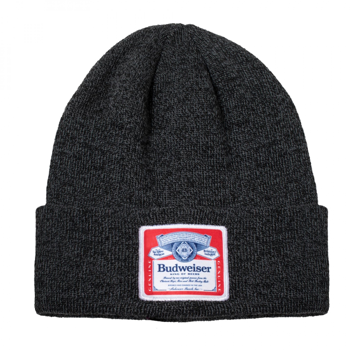 Picture of Budweiser 831188 Label Patch Black Knit Cuff Beanie