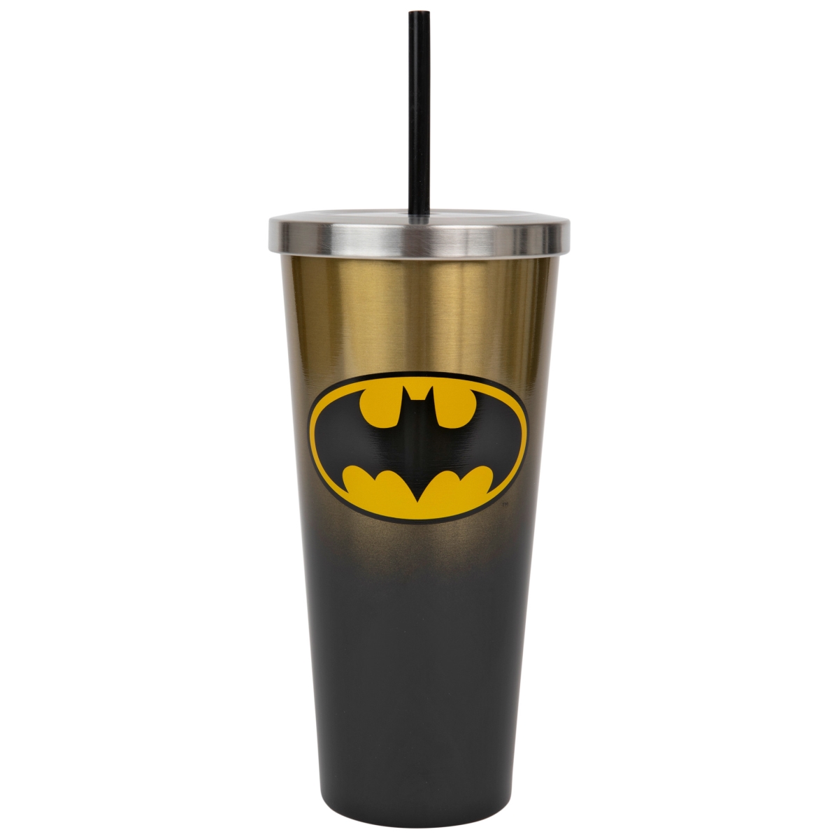 Picture of Batman 831430 Batman Symbol Stainless Steel Travel Cup with Straw