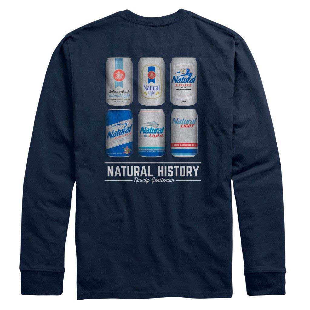 Natty History Rowdy Gentleman Long Sleeve Navy Blue T-Shirt, Small