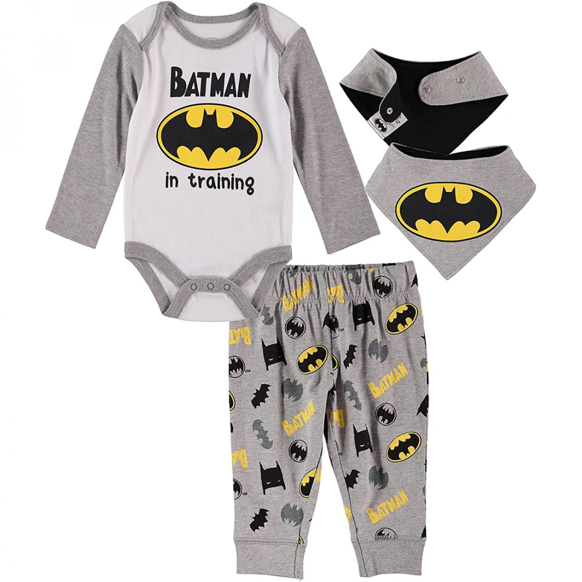 Picture of Batman 822854-0-3months Batman in Training Infant Bodysuit Pant & Bib Set&#44; 0-3 Months - 3 Piece