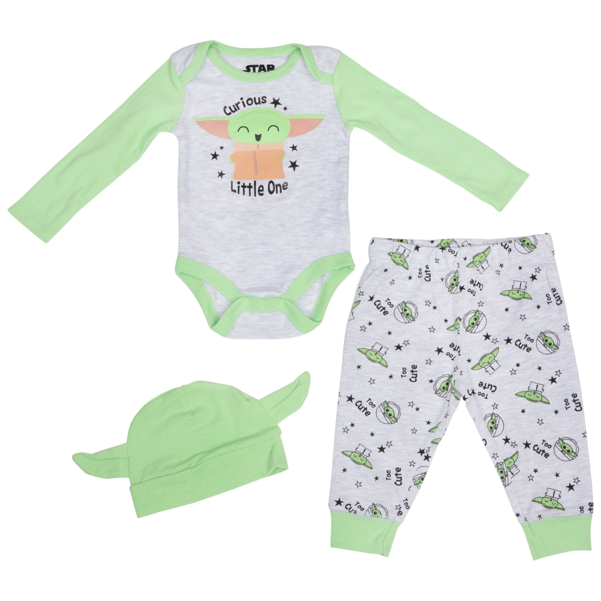 Picture of Star Wars 822806-0-3months The Child Grogu Happy Little One Infant Bodysuit Set&#44; 0-3 Months - 3 Piece