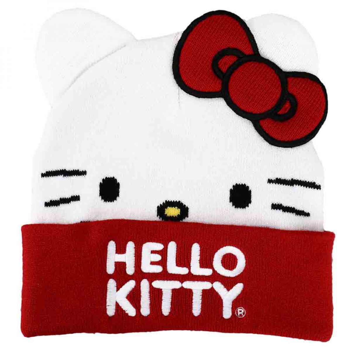 Picture of Hello Kitty 838619 Embroidered Big Face Cosplay Cuff Beanie