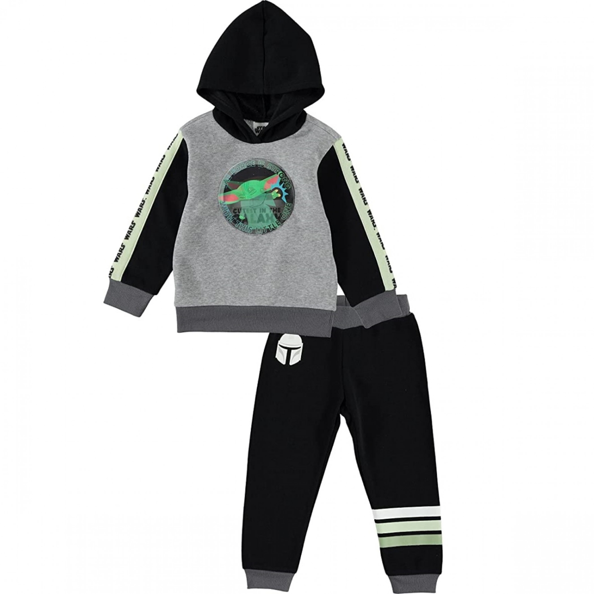 The Mandalorian the Child Grogu Lenticular Patch Youth Hoodie Set, Size 4