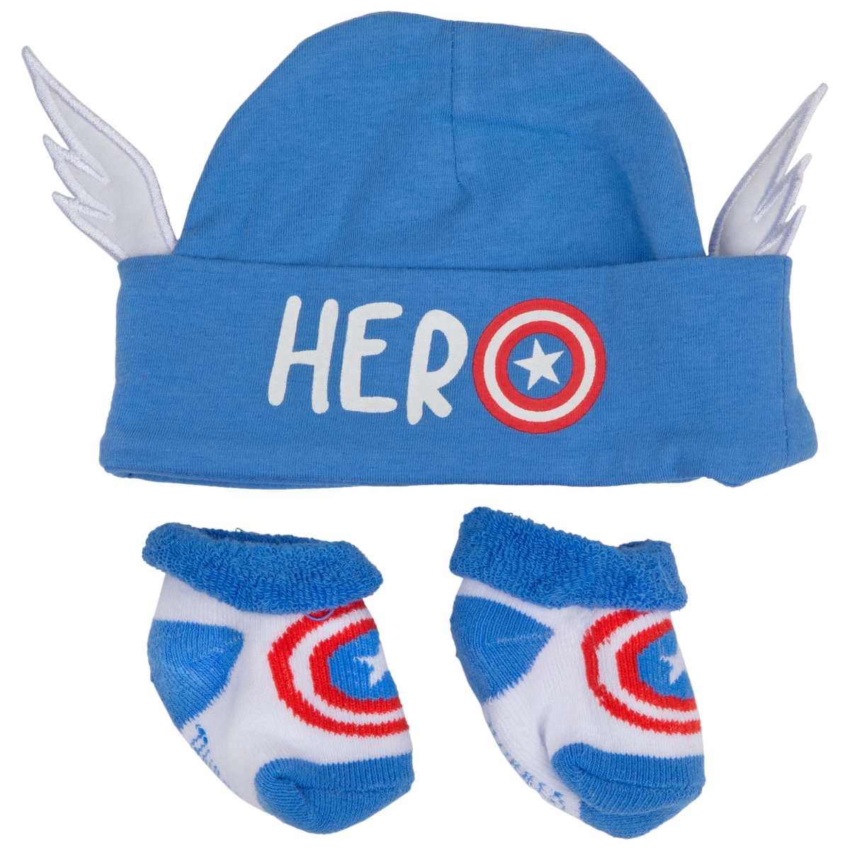 Picture of Captain America 828525 Captain America Symbol Costume Hat & Sock Set - 2 Piece