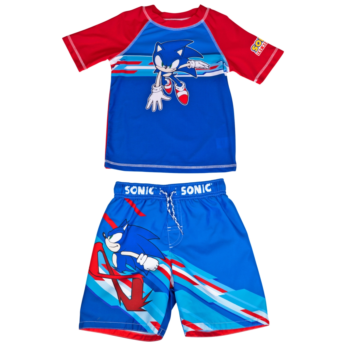 Picture of Sonic 829902-size4 Sonic the Hedgehog Character Youth Swimshorts & Rashguard Set - Size 4