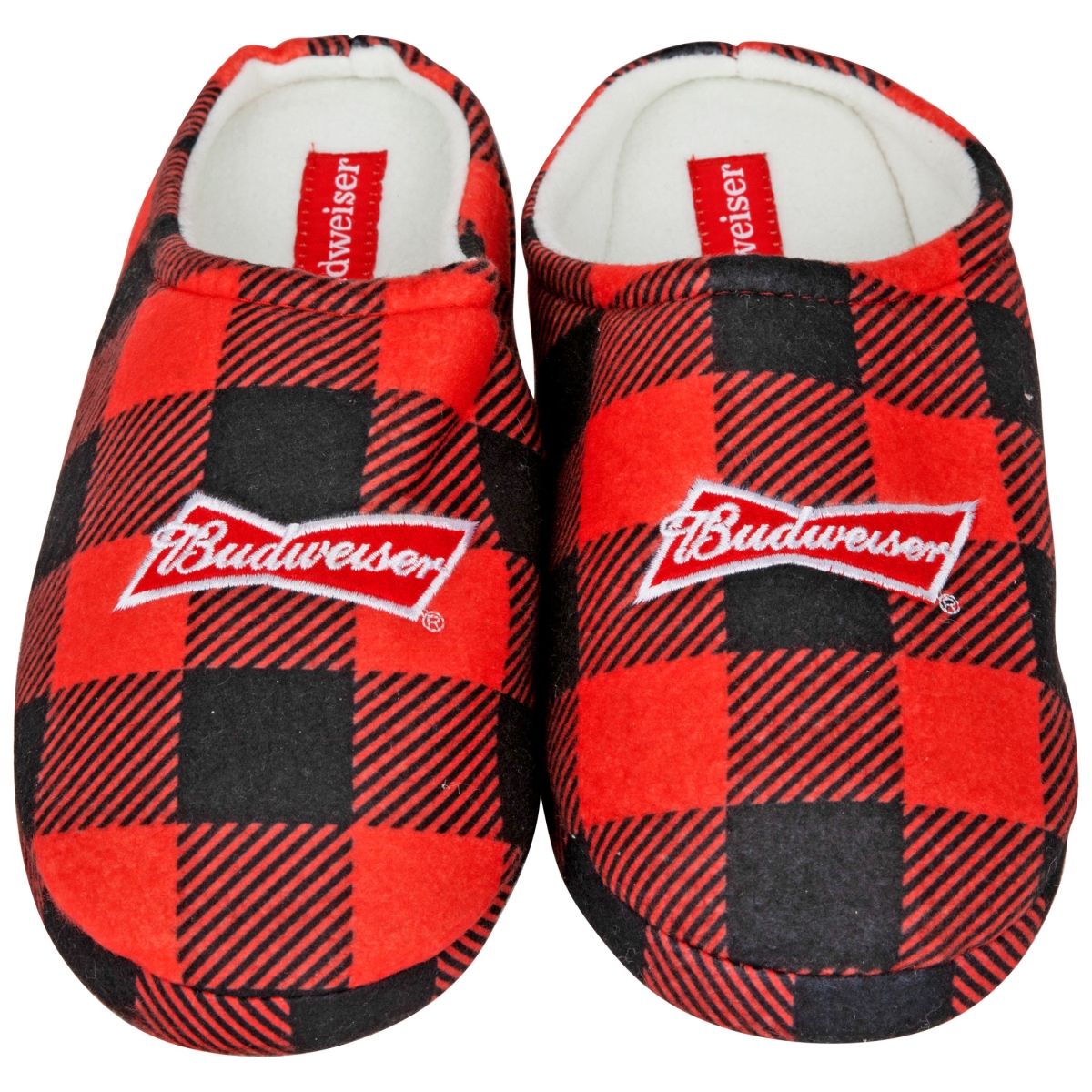 Picture of Budweiser 846421-large Budweiser Logo Flannel Print Mens House Slippers - Large