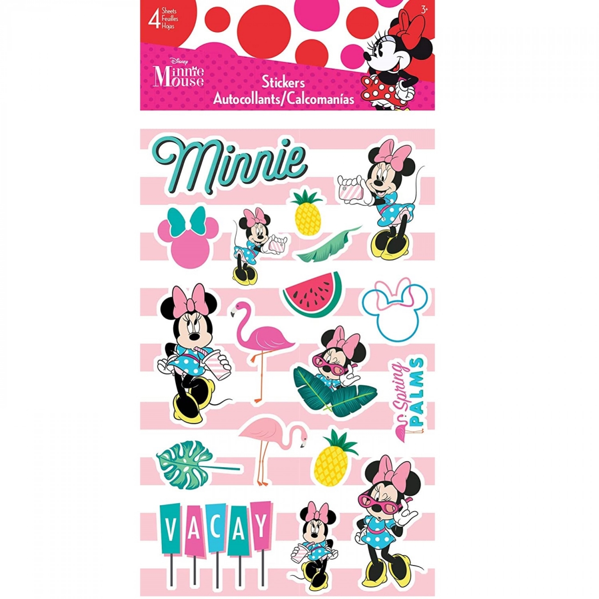 Picture of Disney 846335 Disney Classic Minnie Mouse Tropical 4-Sheet Variety Sticker Set