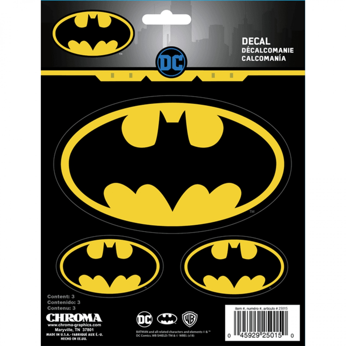Picture of Batman 848514 DC Comics Batman Logo Car Emblem - Pack of 3