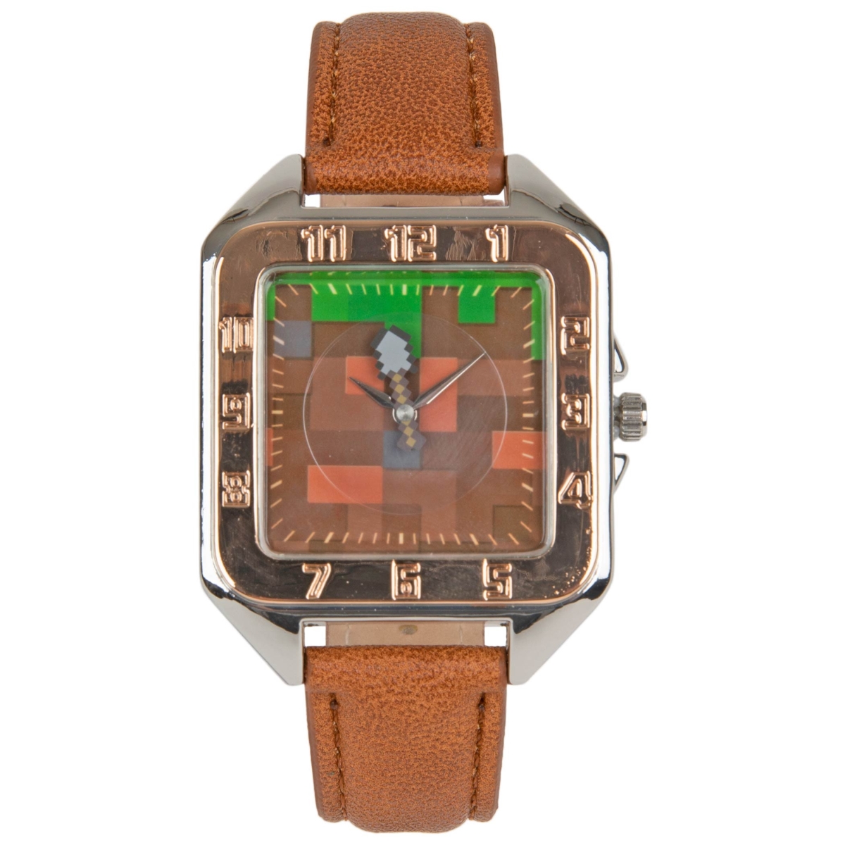 Picture of Minecraft 833644 Minecraft Earth Block Watch Face with Faux Leather Wrist Band