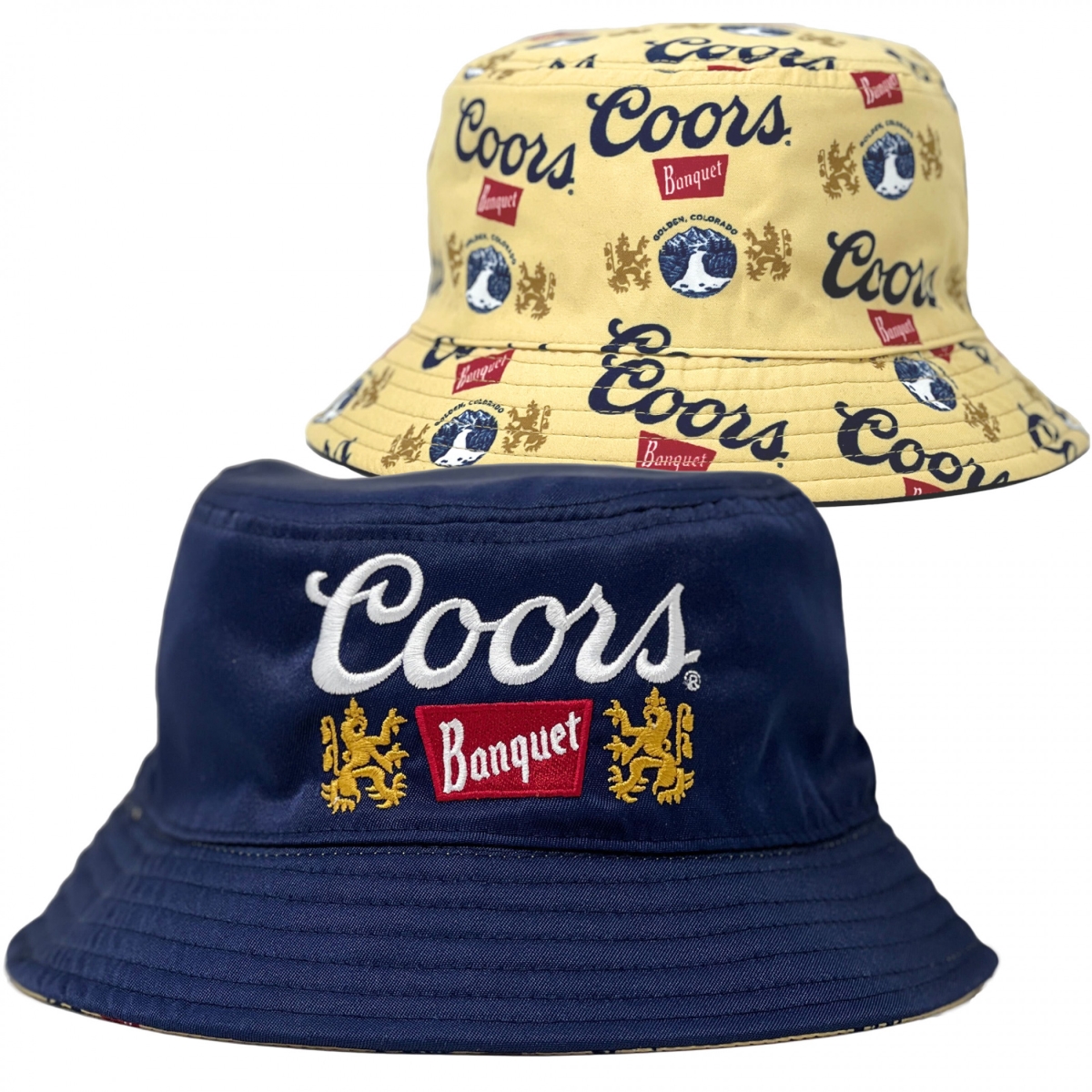 Picture of Coors 830943 Coors Banquet Beer Brand & All Over Logos Reversible Text Bucket Hat