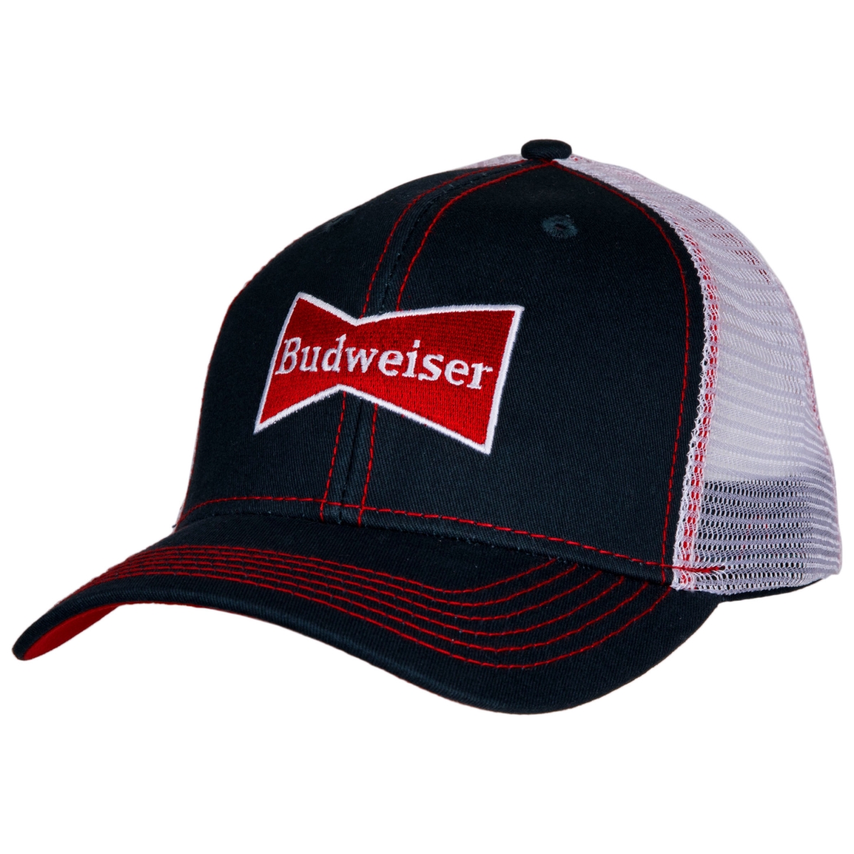 Picture of Budweiser 845587 Budweiser Bowtie Logo Mesh Back Cotton Twill Snapback Hat