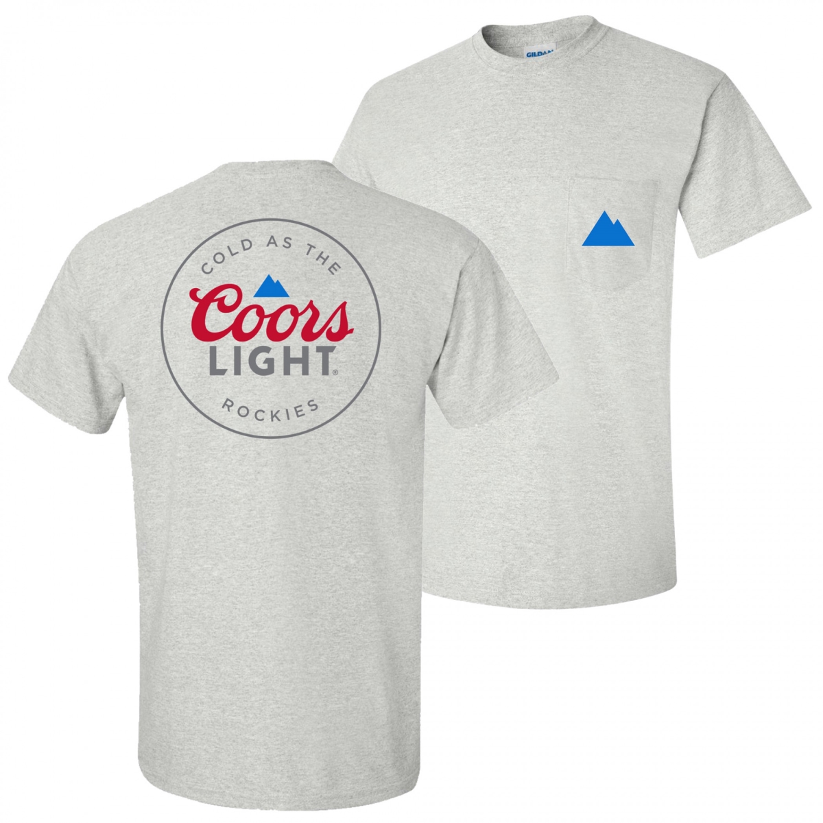 Light Mountain Pocket Logo with Rear Logo Print T-Shirt, Grey - Medium