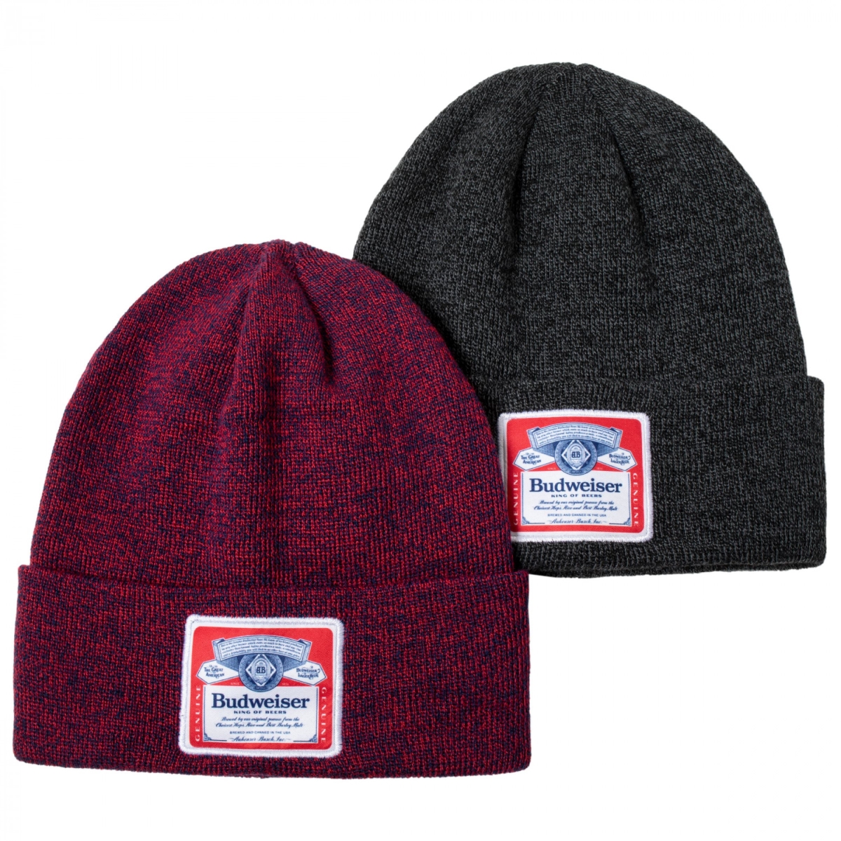 Picture of Budweiser 830451 Budweiser Label Patch Knit Cuff Beanie - Pack of 2