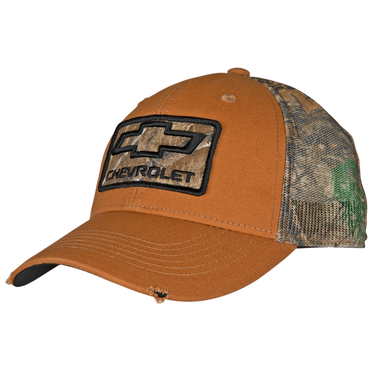 Picture of Chevy 847103 Chevrolet Logo Worn Camo Pre-Curved Adjustable Trucker Hat