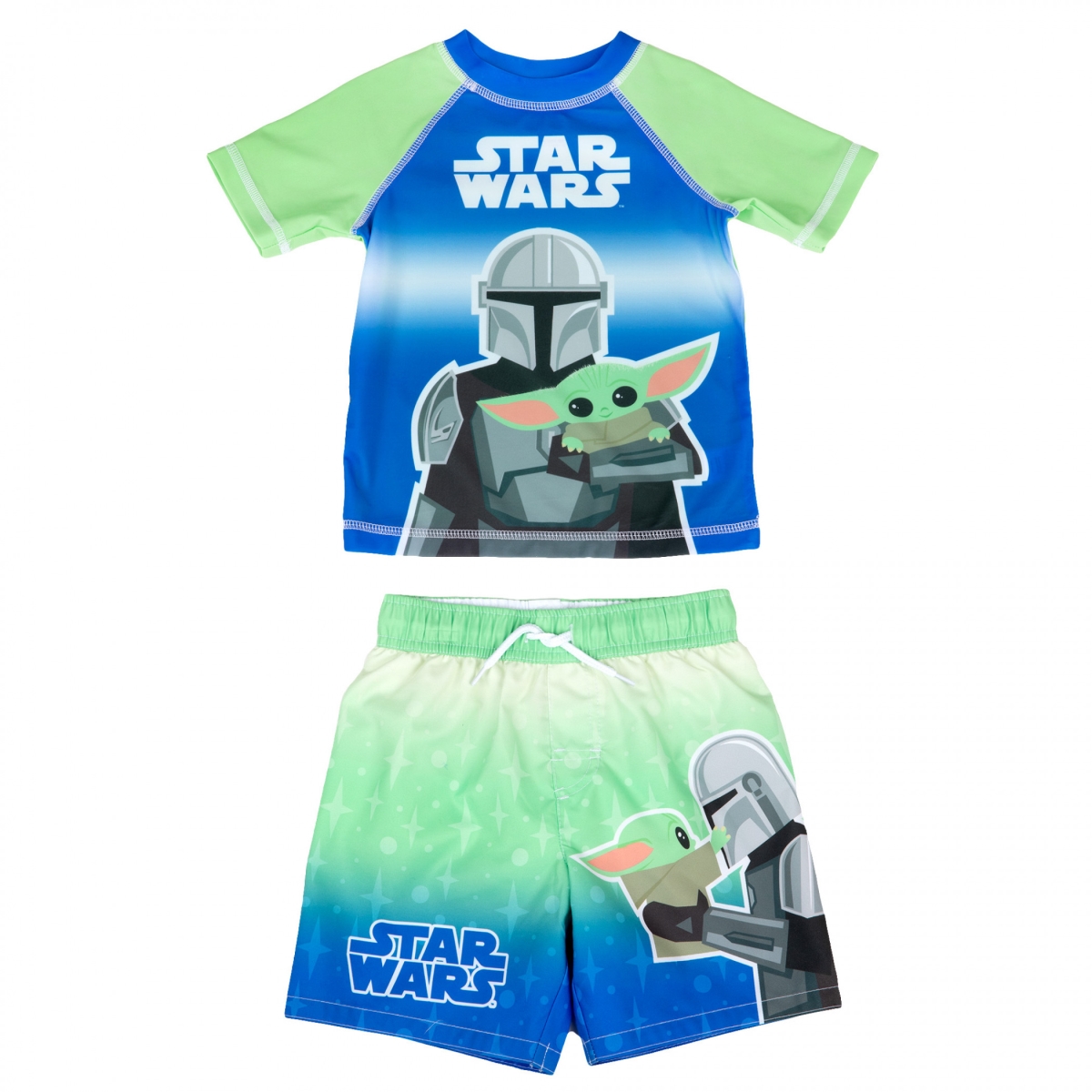 Picture of Star Wars 829827-toddler2t The Mandalorian & Grogu Toddler Swimshorts & Rashguard Set&#44; Multi Color - Toddler 2T