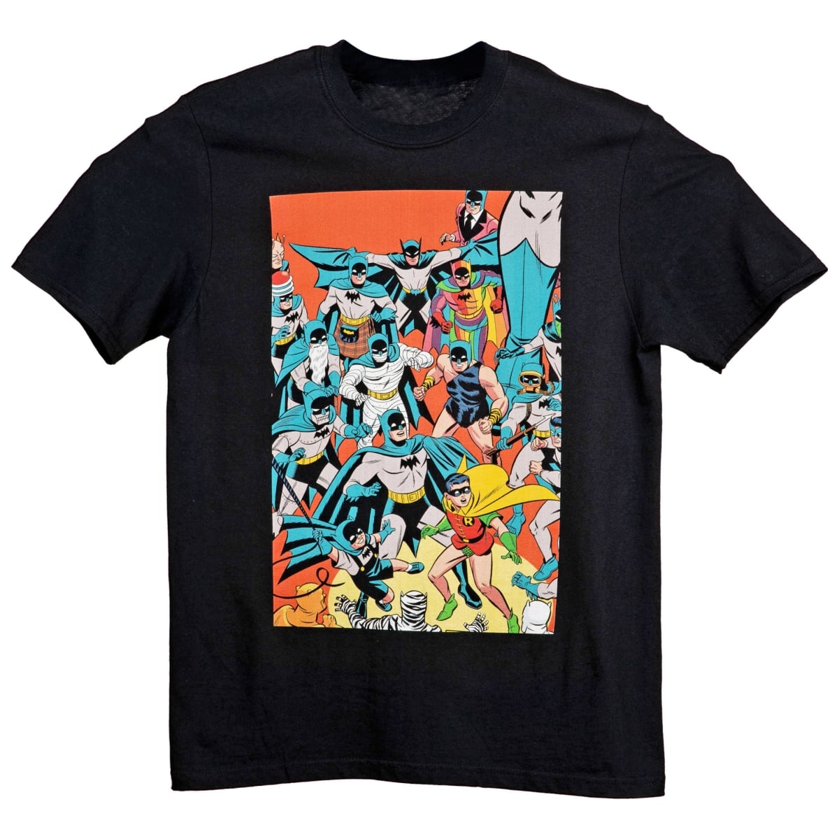 Mens Retro Character Collage T-Shirt, Black - Large
