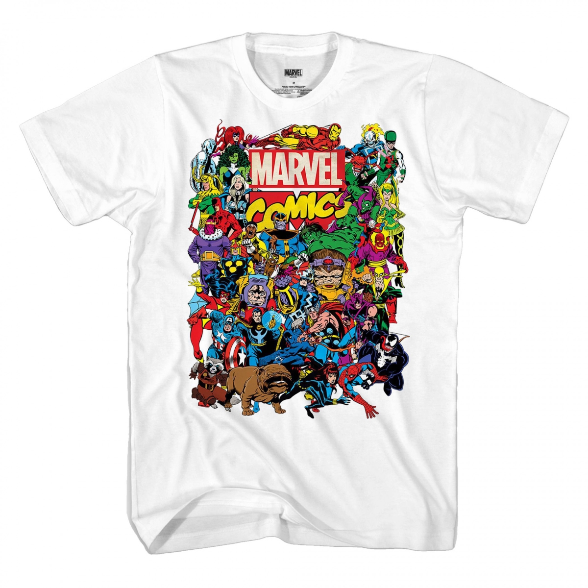 854882-xlarge Marvel Heroes Group Shot Comic Art Mens T-Shirt, White - Extra Large -  Marvel Heroes & Avengers