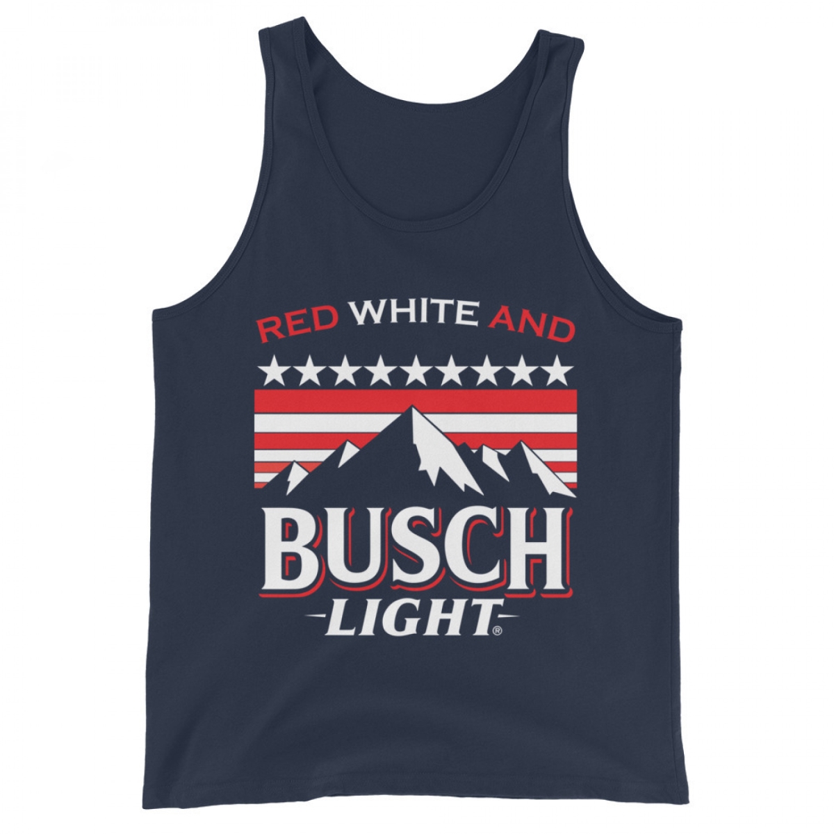 Mens Light Red White &  Light Mountains Tank Top, Navy - 3XL