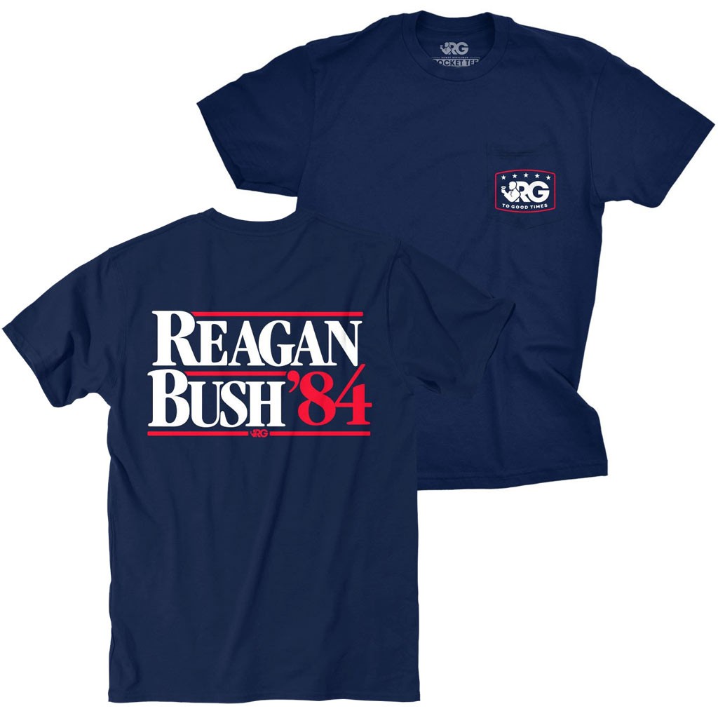 Rowdy Gentleman Mens Reagan Bush 84 T-Shirt, Navy Blue - Small