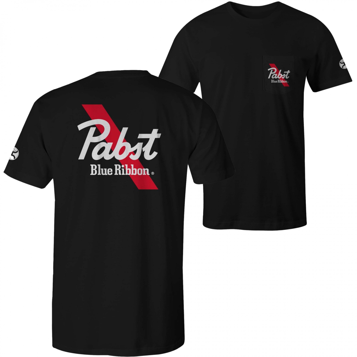 849213-large Blue Ribbon Logo Text Front & Back Print Mens T-Shirt, Black - Large