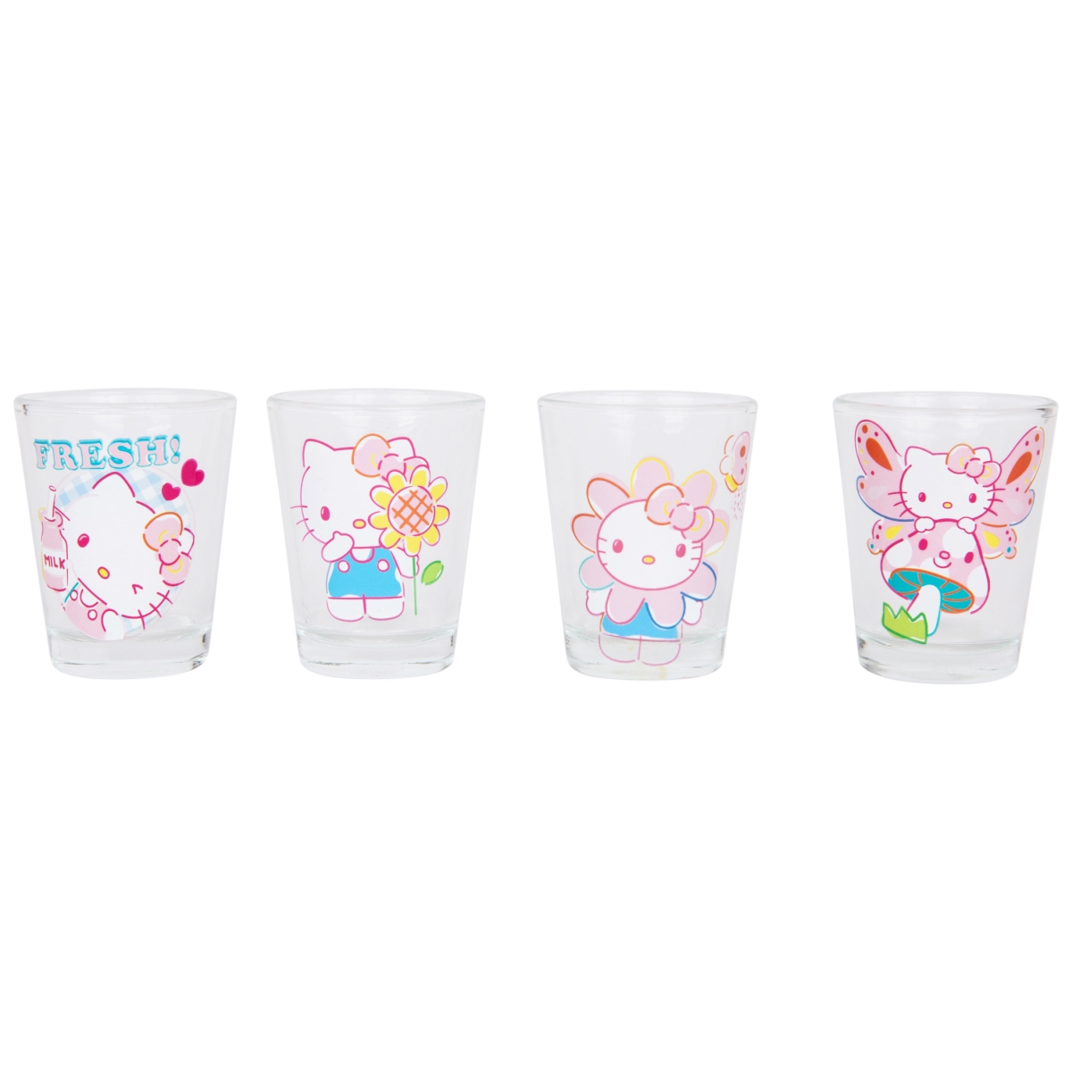 Picture of Hello Kitty 853364 4 Piece Spring of Kawaii Shot Glass Set, Clear