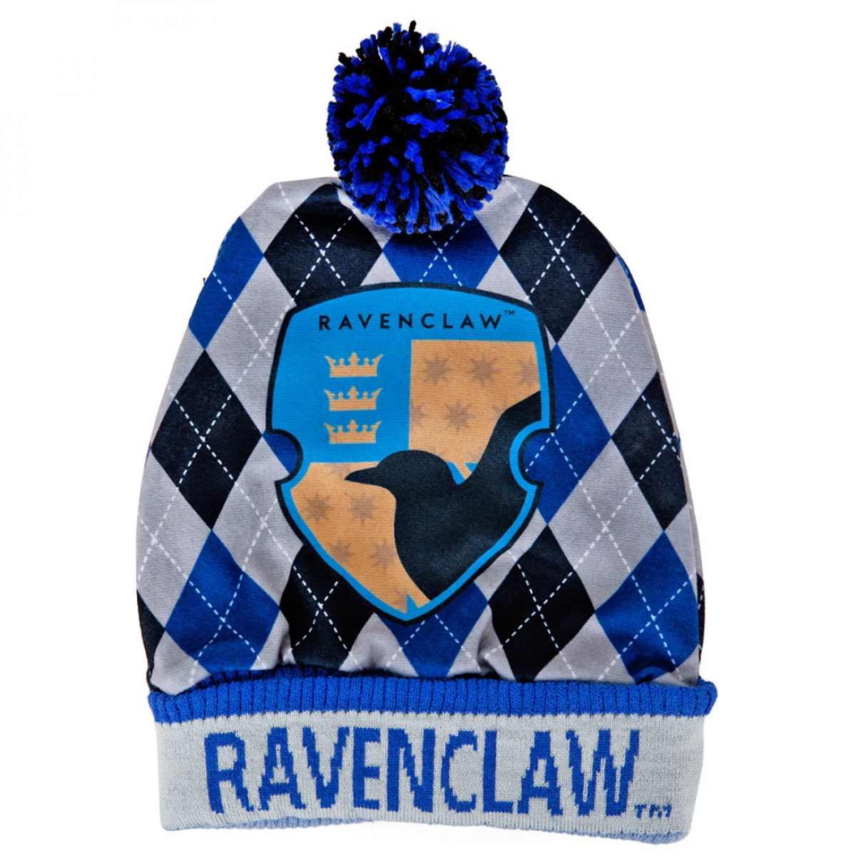 Picture of Harry Potter 846358 Hogwarts House Ravenclaw Crest Pom Polyester Cuff Beanie - One Size