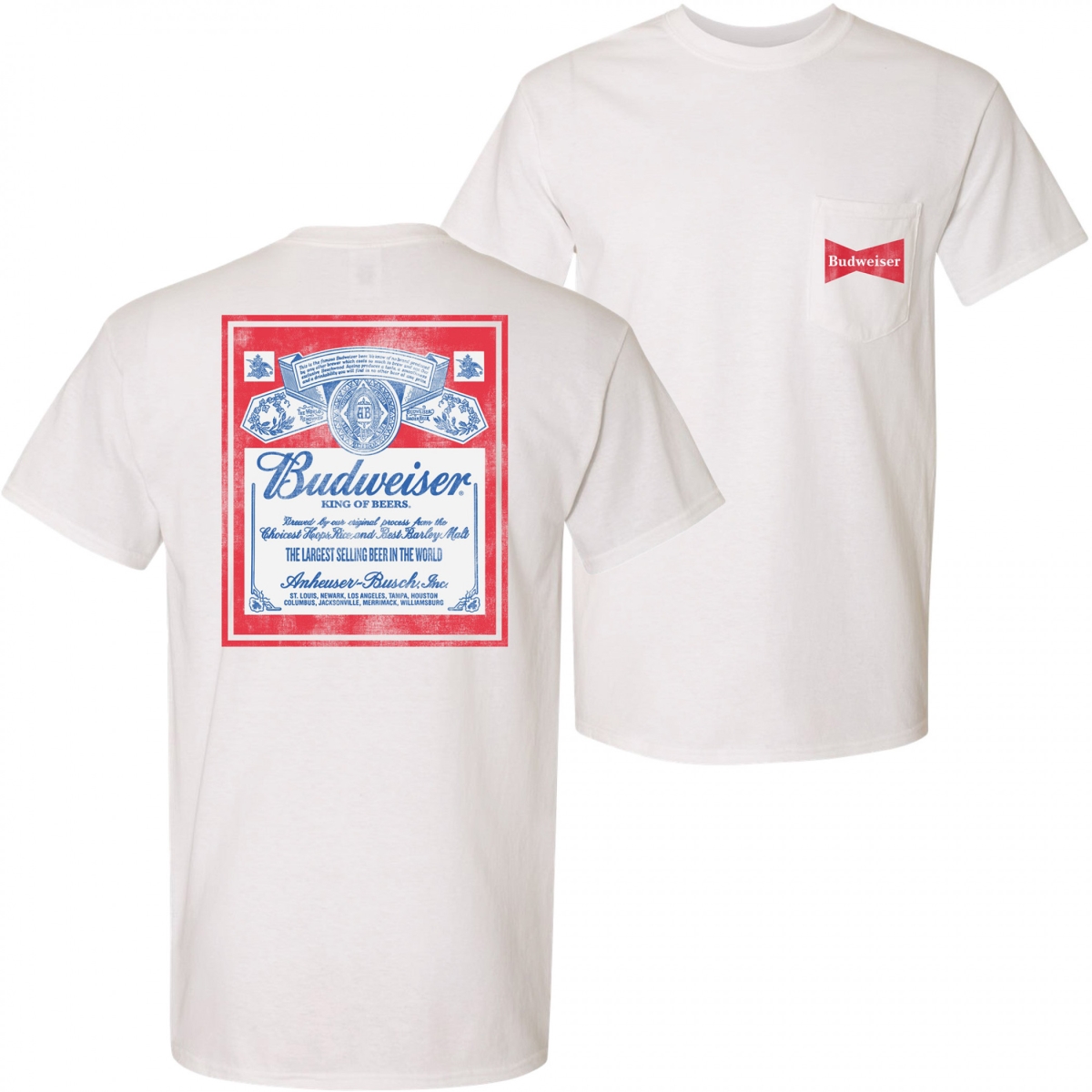 Vintage Label Front & Back Mens T-Shirt, White - 3XL
