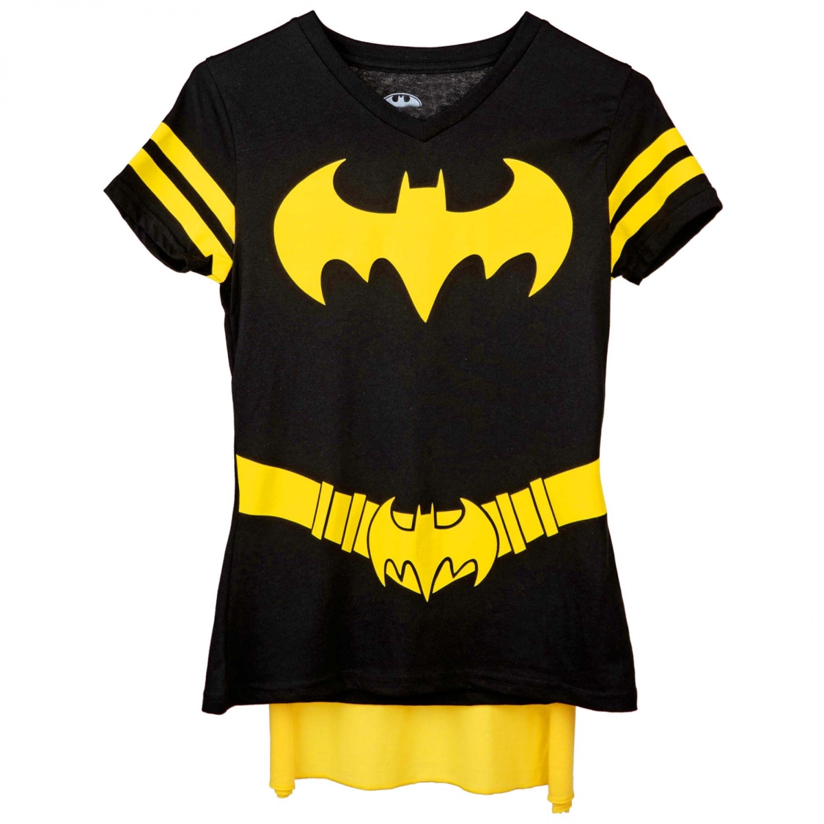 Picture of Batgirl 830122-large Batgirl Costume V-Neck T-Shirt with Detachable Cape - Large