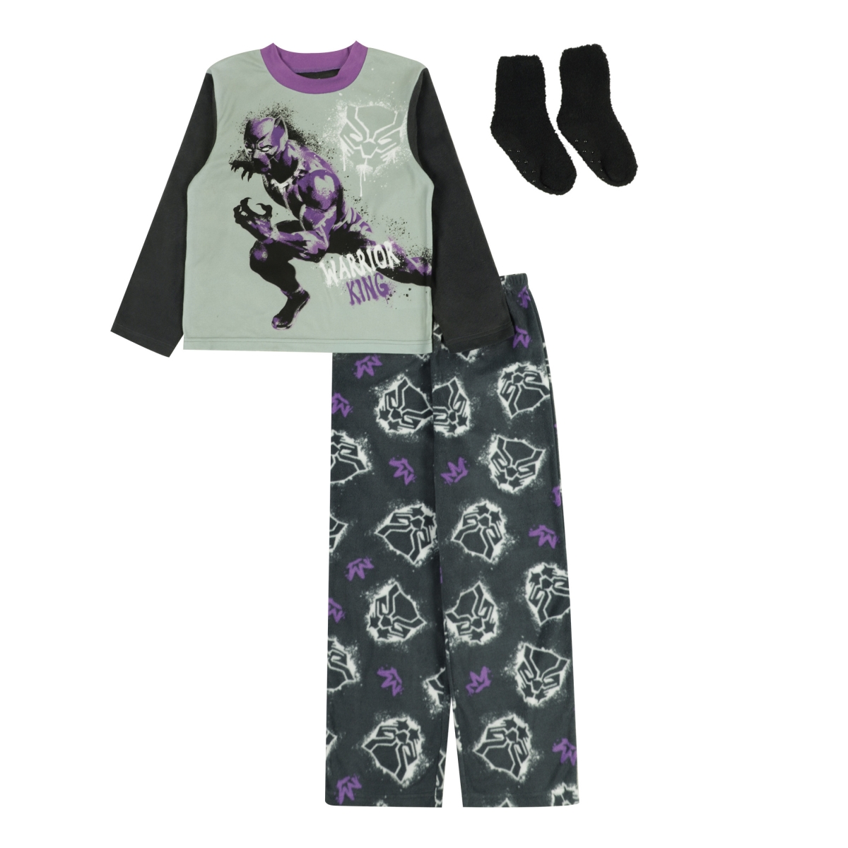 Picture of Black Panther 856007-size4 Black Panther Warrior King Youth Pajama Set - Size 4 - 3 Piece