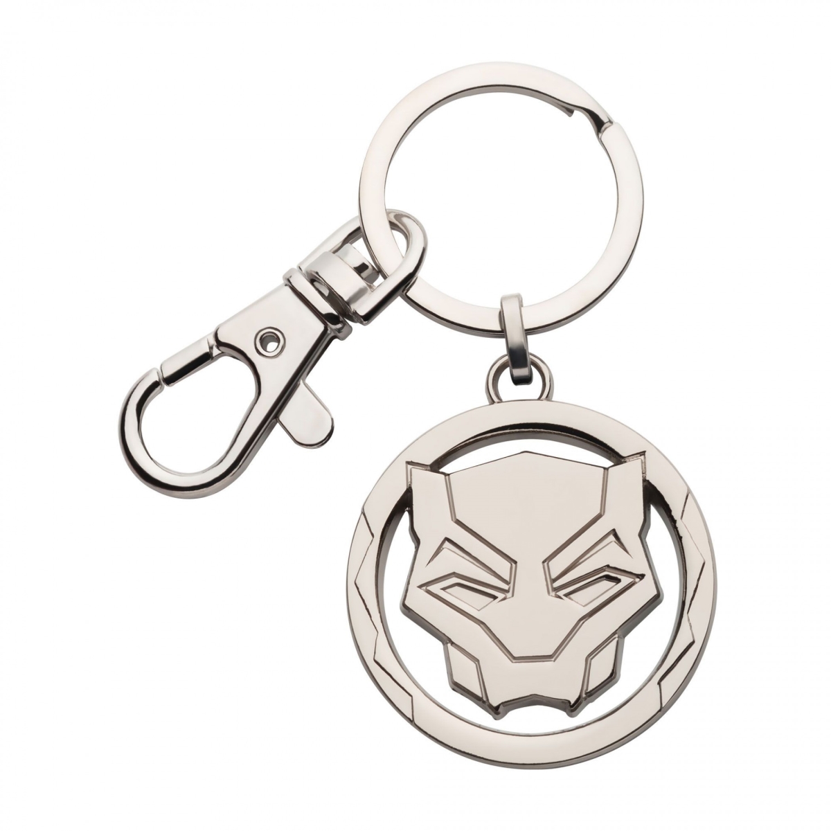 Picture of Black Panther 856595 Black Panther Silver Mask Logo Keychain