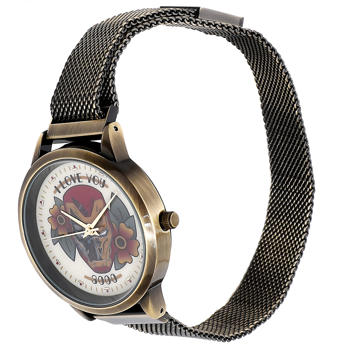 Picture of Iron Man 849329 Marvel Comics Iron Man Floral Watch with Metal Band