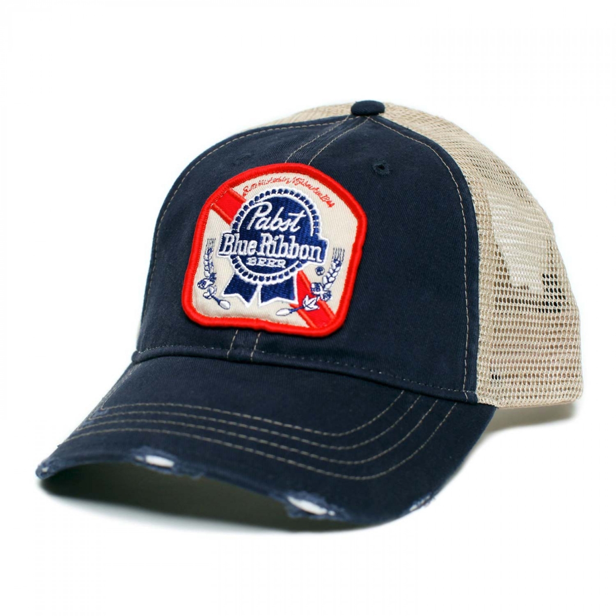 Pabst Ribbon Patch Logo Trucker Hat, Blue