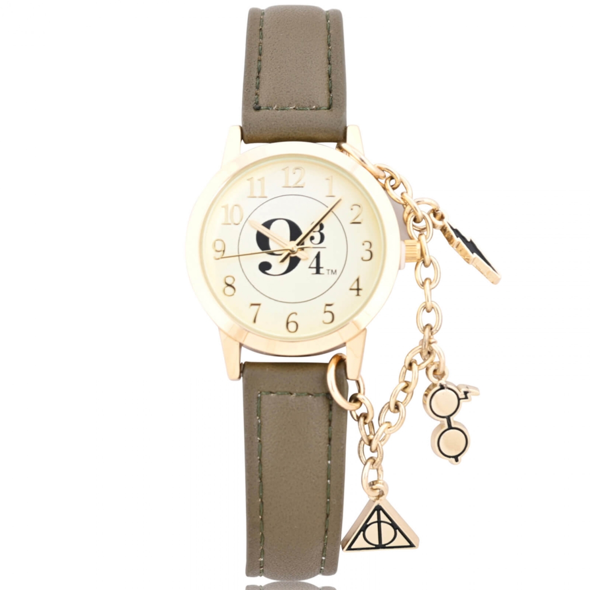 Picture of Harry Potter 849327 Harry Potter 9.75 Watch with Symbol Charms & Faux Leather Band