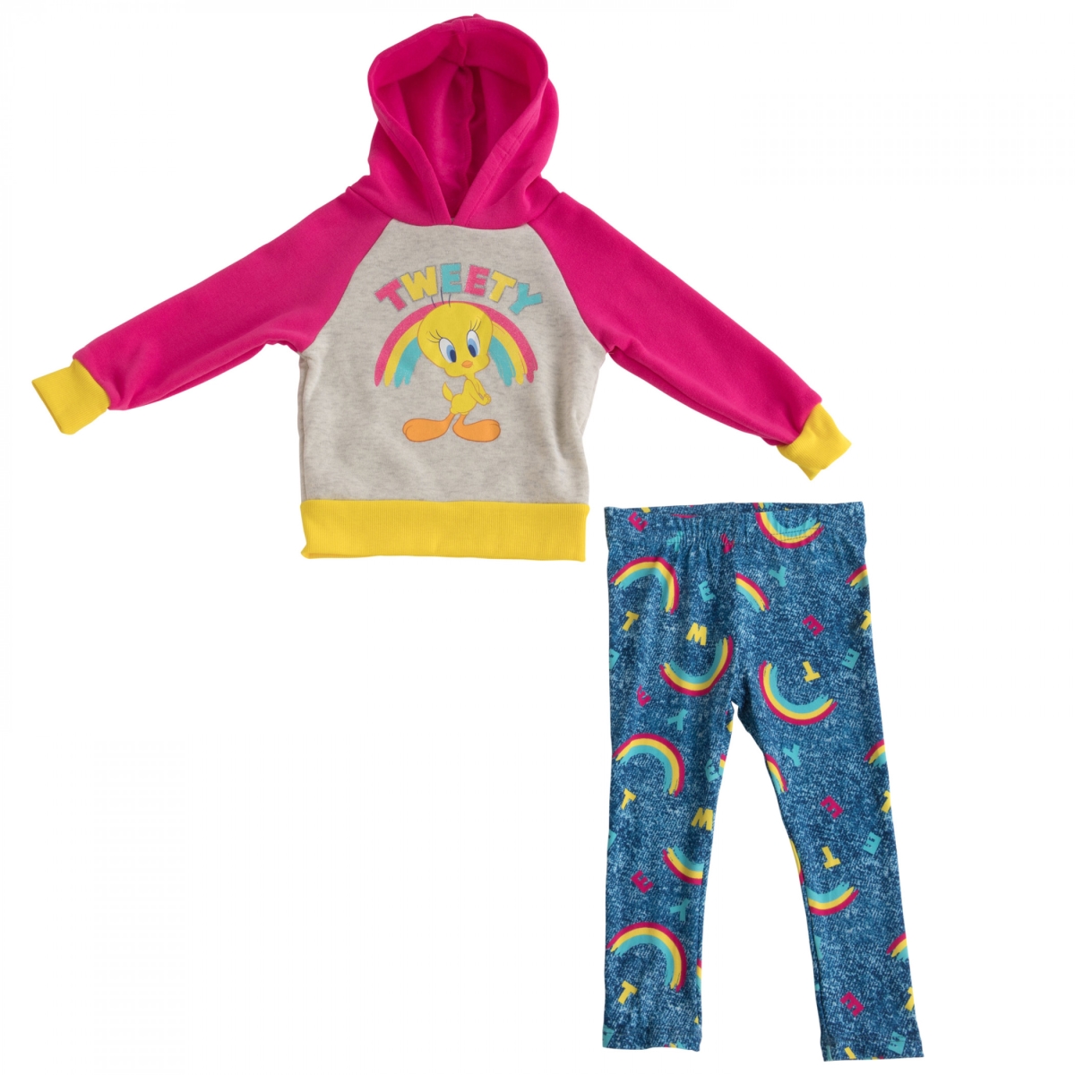 Picture of Looney Tunes 850072-toddler4t Looney Tunes Tweety Bird Rainbow Infant Fleece Jacket Set - Toddler 4T - 2 Piece