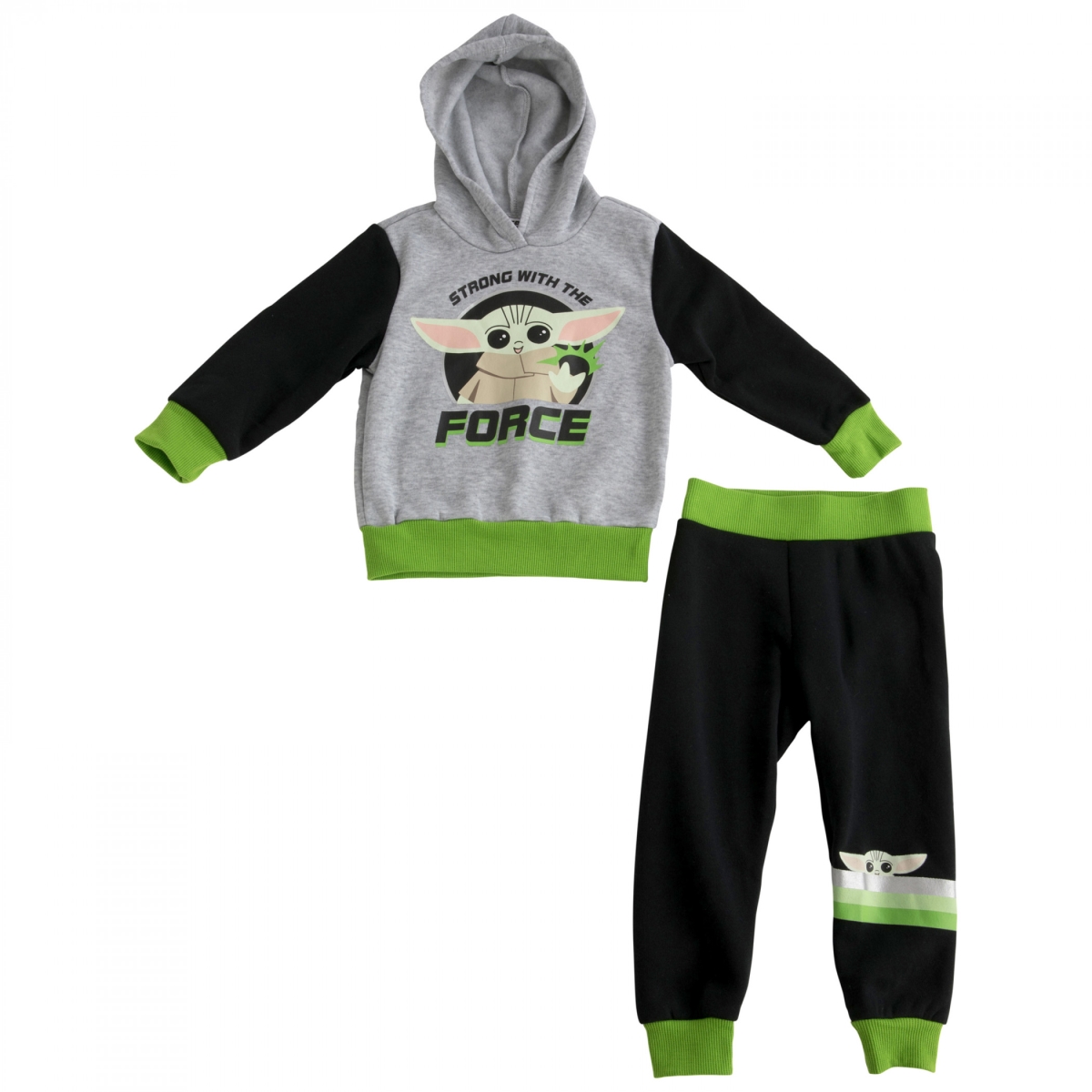 Picture of Star Wars 850064-toddler2t Star Wars Grogu Strong with the Force Infant Fleece Jacket Set - Black & Grey - Toddler 2T - 2 Piece