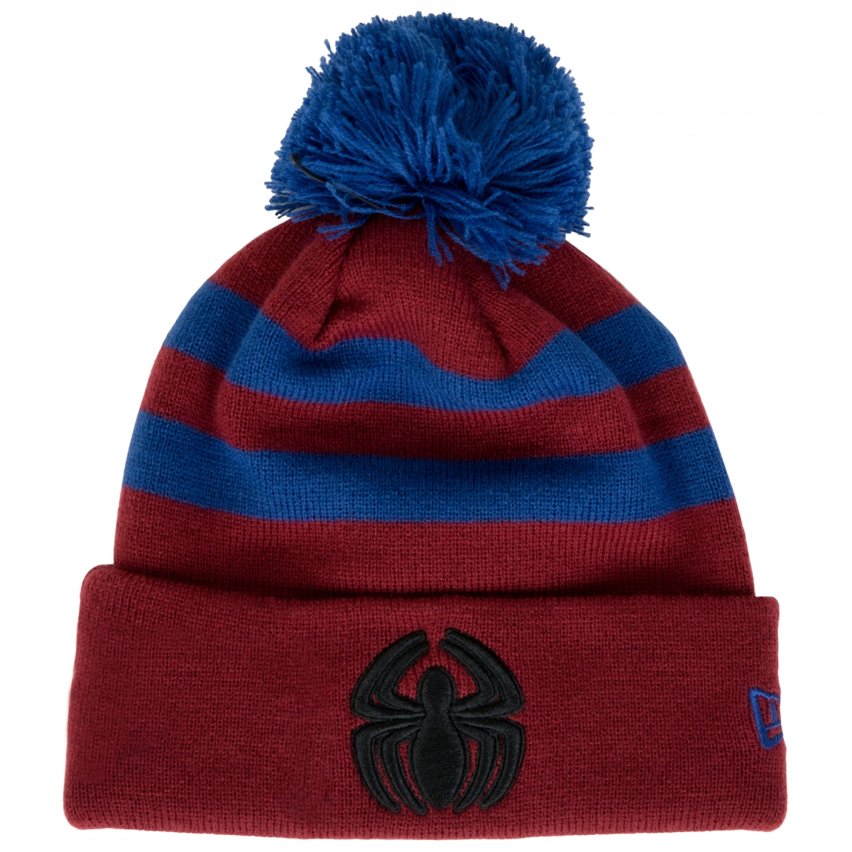 Picture of Spider-man 856876 Symbol Striped New Era Knit Pom Beanie&#44; Blue & Red
