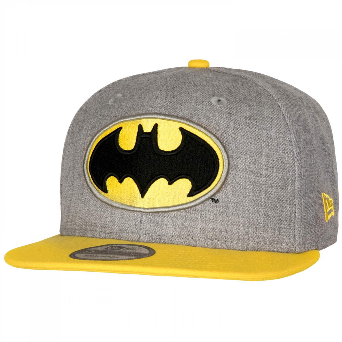 Picture of Batman 856491 Symbol Heathered New Era 9Fifty Adjustable Hat&#44; Gray & Yellow - One Size