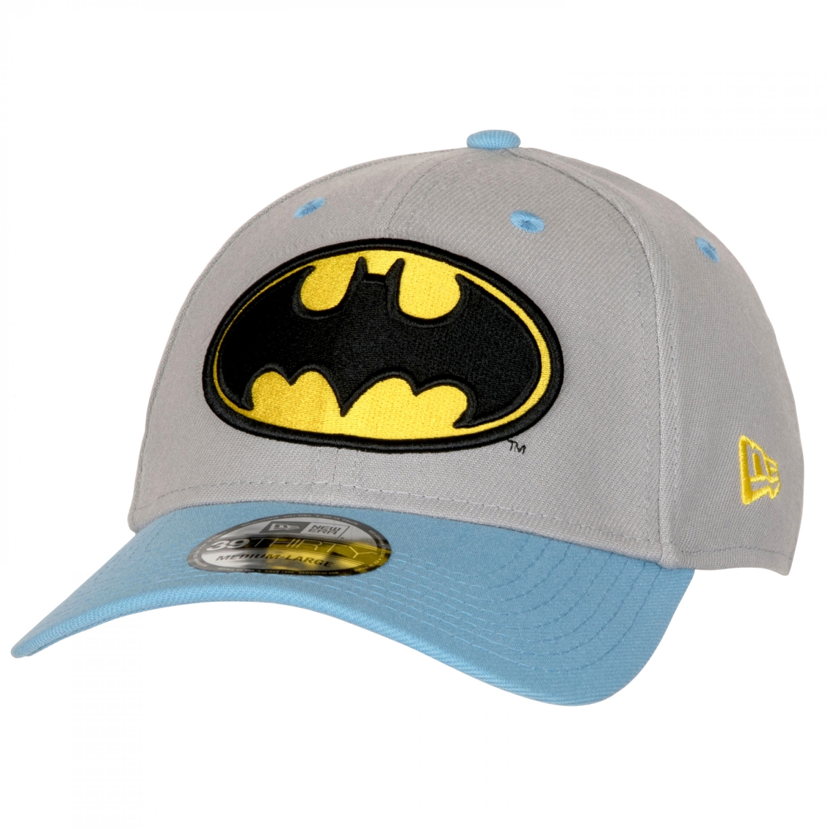 Picture of Batman 856502-large-xla Vintage Colorway New Era 39Thirty Fitted Hat&#44; Blue & Gray - Large & Extra Large