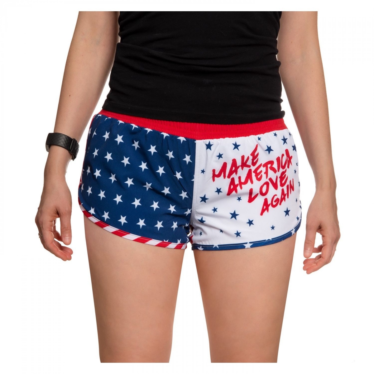 Picture of Patriotic 855440-small Make America Love Again Womens Shorts&#44; Red&#44; White & Blue - Small