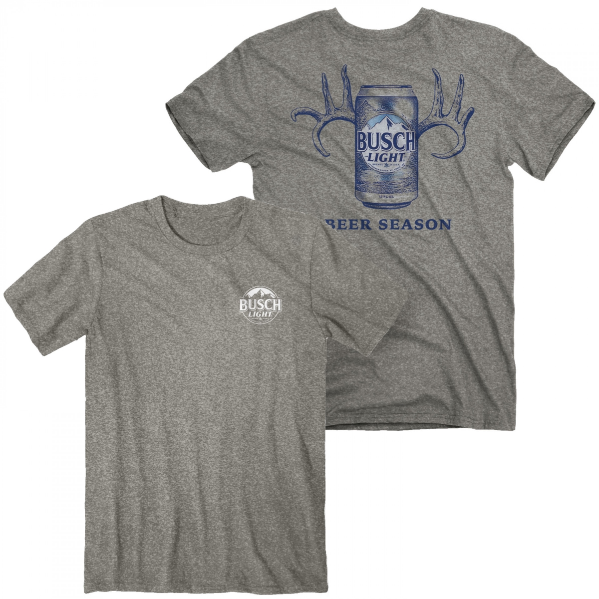 Light Beer Season Front & Back Print T-Shirt, Gray - Large