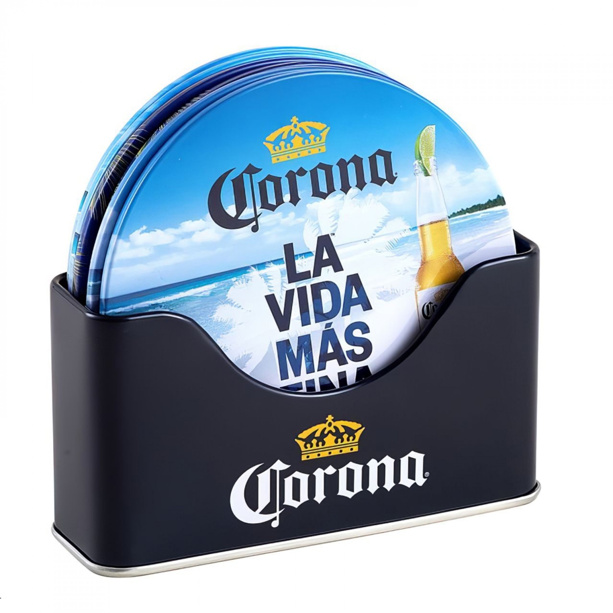 Picture of Corona Extra 860936 La Vida Mas Fina Coaster Set with Holder